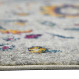 8' x 11' Orange and Ivory Floral Power Loom Area Rug