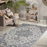 8' x 11' Gray Medallion Power Loom Area Rug