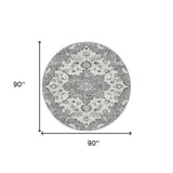 8' x 11' Gray Medallion Power Loom Area Rug