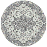 7' Gray Round Medallion Power Loom Area Rug
