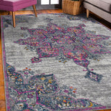 9' x 12' Gray Medallion Power Loom Area Rug