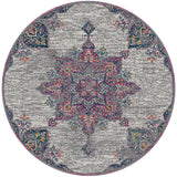 7' Pink Round Medallion Power Loom Area Rug