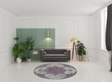 7' Pink Round Medallion Power Loom Area Rug