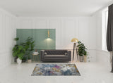 5' x 7' Blue and Pink Abstract Power Loom Area Rug