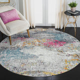 8' x 11' Blue and Pink Abstract Power Loom Area Rug
