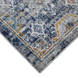 8' Blue and Orange Geometric Power Loom Runner Rug