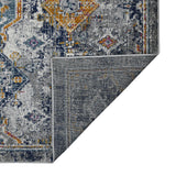 5' x 7' Blue and Orange Geometric Power Loom Area Rug