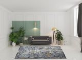 8' x 11' Blue and Orange Geometric Power Loom Area Rug
