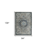 5' x 7' Teal Blue Medallion Power Loom Area Rug