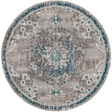 7' Teal Blue Round Medallion Power Loom Area Rug