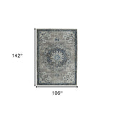 7' Teal Blue Round Medallion Power Loom Area Rug