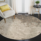 8' Gray Round Abstract Power Loom Area Rug