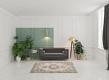 8' Beige Round Medallion Power Loom Area Rug