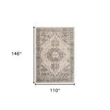 8' Beige Round Medallion Power Loom Area Rug
