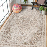 5' x 7' Cream Medallion Power Loom Area Rug