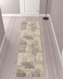 10' Light Blue Abstract Power Loom Runner Rug