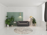 8' Gray Round Medallion Power Loom Area Rug