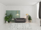 8' x 10' Light Gray Floral Power Loom Area Rug With Fringe