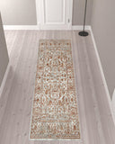 10' Orange Floral Power Loom Runner Rug With Fringe
