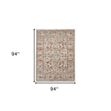8' x 10' Orange Floral Power Loom Area Rug With Fringe