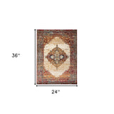 9' x 12' Ivory Medallion Power Loom Area Rug