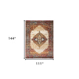 8' x 10' Red Medallion Power Loom Area Rug