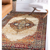 9' x 12' Red Medallion Power Loom Area Rug