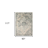 5' x 8' Beige and Blue Medallion Power Loom Area Rug