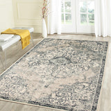 8' x 10' Beige and Blue Medallion Power Loom Area Rug