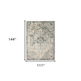 8' x 10' Beige and Blue Medallion Power Loom Area Rug