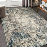 5' x 7' Blue Abstract Power Loom Area Rug