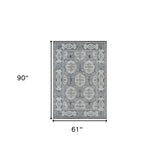 5' x 7' Blue Medallion Power Loom Area Rug