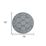 6' Blue Round Medallion Power Loom Area Rug