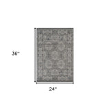 2' x 3' Brown Medallion Power Loom Area Rug