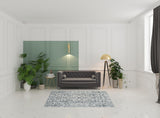 5' x 7' Light Blue Floral Power Loom Area Rug