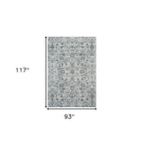 8' x 10' Blue and Ivory Oriental Power Loom Area Rug