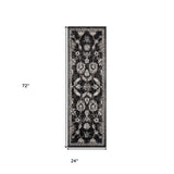 8' x 10' Blue and Ivory Oriental Power Loom Area Rug