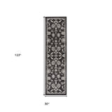 2' X 6' Brown and Black Oriental Power Loom Runner Rug