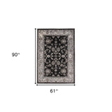 10' Black Floral Power Loom Runner Rug