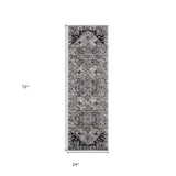 2' x 3' Gray Medallion Power Loom Area Rug