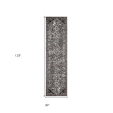2' X 6' Gray Medallion Power Loom Runner Rug