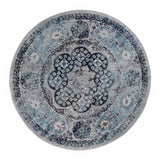 6' Gray Round Medallion Power Loom Area Rug