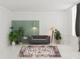 8' x 10' Orange Floral Power Loom Area Rug