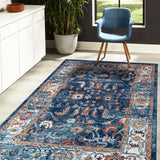 8' x 10' Blue Floral Power Loom Area Rug
