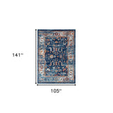 8' x 10' Blue Floral Power Loom Area Rug