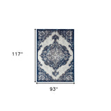 8' x 10' Blue and Gray Medallion Power Loom Area Rug