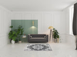 6' Gray Round Medallion Power Loom Area Rug