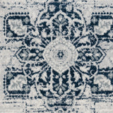 9' x 12' Dark Blue Medallion Power Loom Area Rug