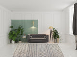 8' x 11' Gray and Ivory Geometric Shag Area Rug