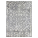 10' Gray and Ivory Geometric Shag Runner Rug
